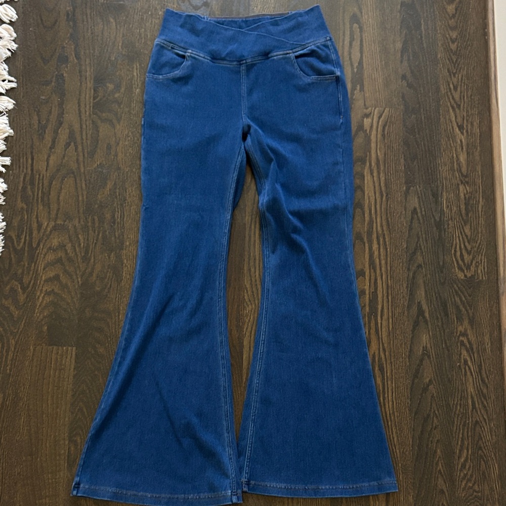 Harala Women's Blue Flared Legging Jeans